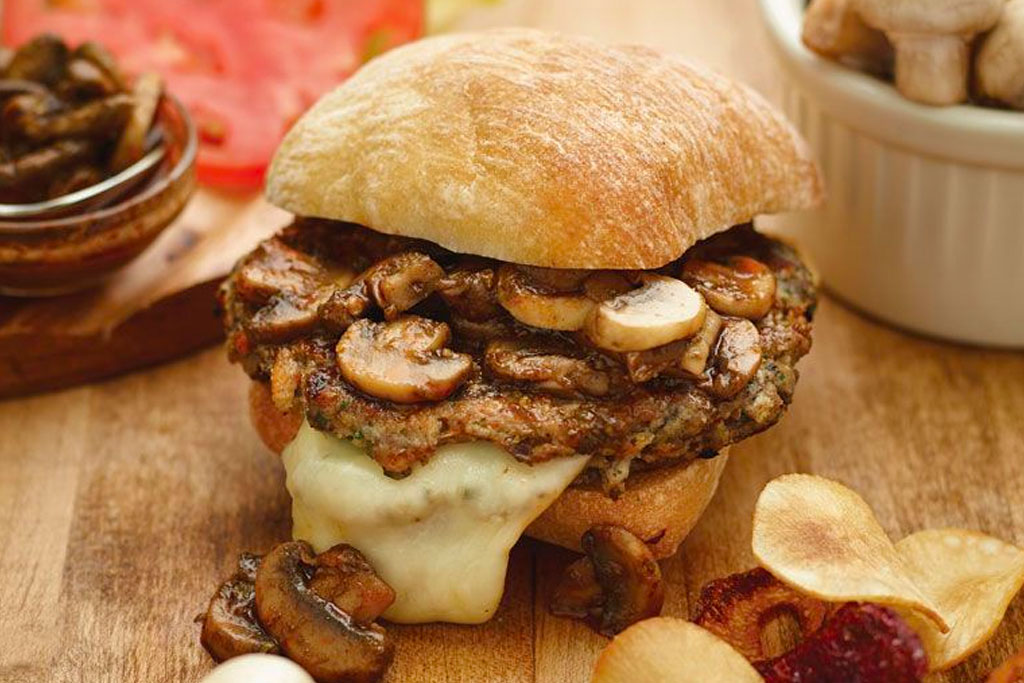 Muenster Stuffed Veal And Mushroom Burger
