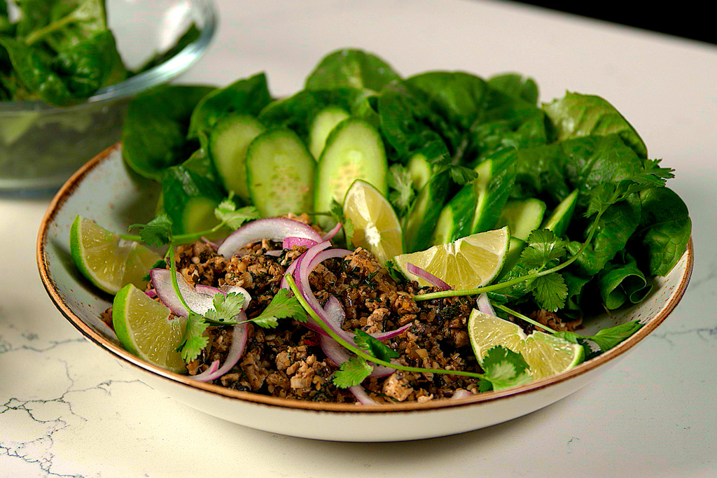 Mushroom and Chicken Larb